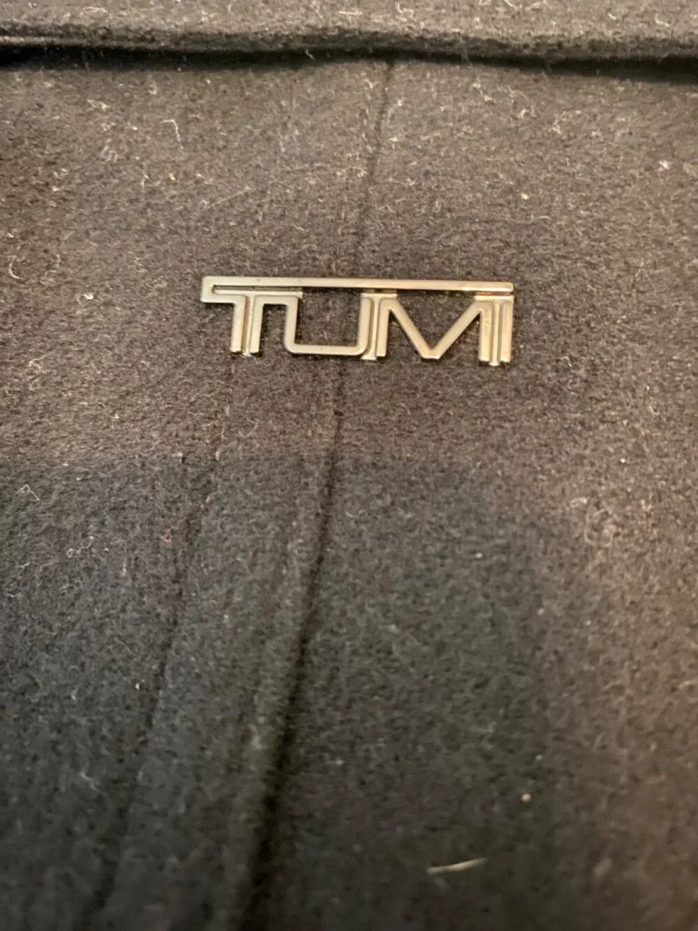 Tumi Mens Black Wool Blend Double-Breasted Peacoat Button Cuffs Side Pockets